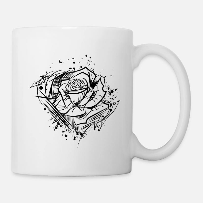 Rose - Dessin Nature Cool Tattoo Idea - Mug blanc - blanc