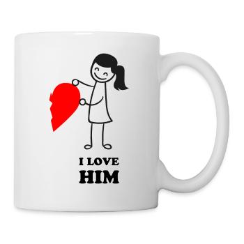Valentinstag|Love Him - Tasse - Weiß - Rechts
