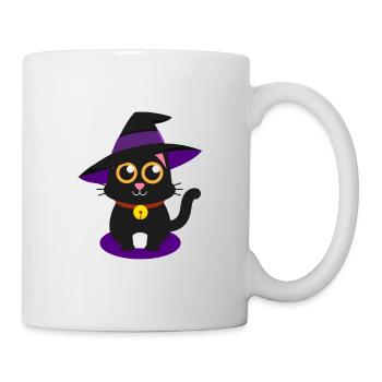 Süße Katze Mieze Miau Hexenhut Hexe Zaubern - Tasse - Weiß - Rechts