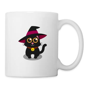 Süße Katze Mieze Miau Hexenhut Hexe Zaubern - Tasse - Weiß - Rechts