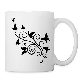 swirls art & butterflies - Mug - white - Right