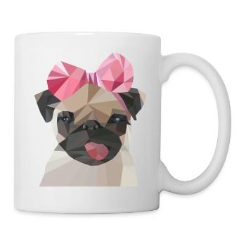 Mops mit Schleife - Tasse - Weiß - Rechts