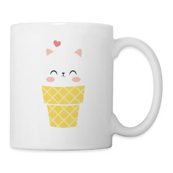 Crème glacée T-Shirt Chats Crème glacée Cône Mignon Chat Idée cadeau - Mug blanc - blanc - Droite