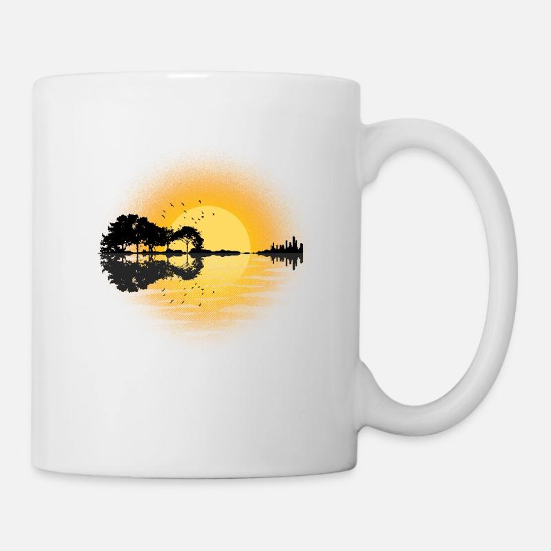 Sunset Guitar Electric Guitar Gift - Mug - white