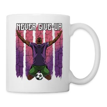 Ne jamais abandonner | Cadeau de motivation de football - Mug blanc - blanc - Droite