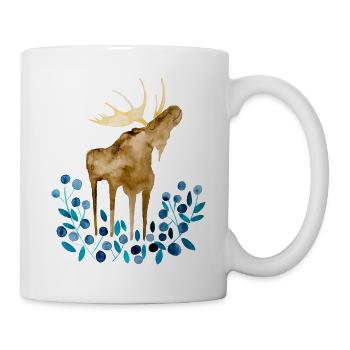 Moose, summer, blueberries I Norway souvenir - Mug - white - Right