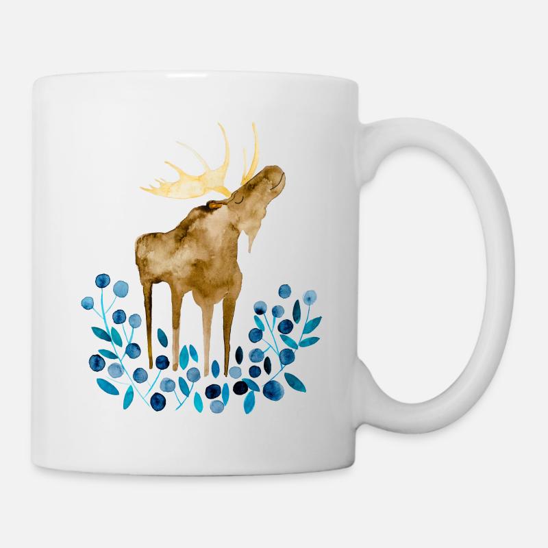 Moose, summer, blueberries I Norway souvenir - Mug - white