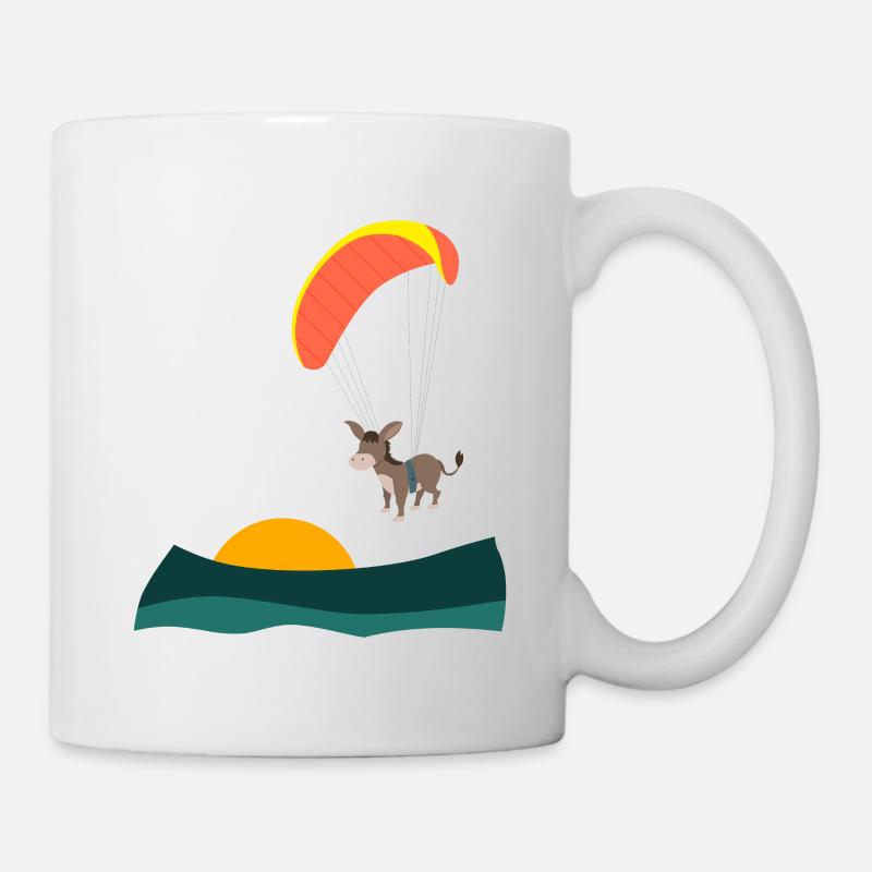 Esel fliegt Gleitschirm - Tasse - Weiß