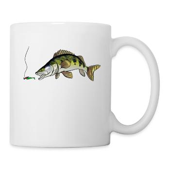 Raubfisch Angler Shirt - Zander - Köderfisch - Tasse - Weiß - Rechts