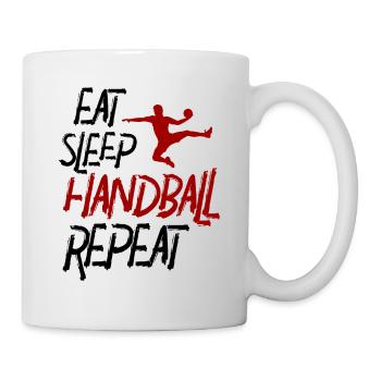 Eat Sleep Handball Repeat - Tasse - Weiß - Rechts