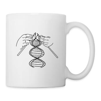 Entschlüsselung DNA DNS Code Stricken - Tasse - Weiß - Rechts