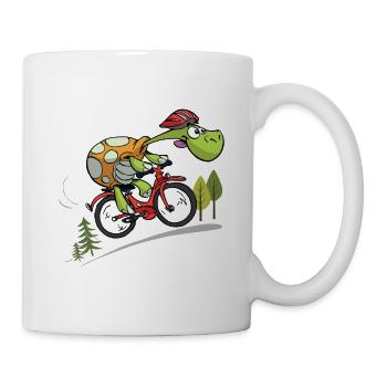 tortue cool sur le vélo - Mug blanc - blanc - Droite