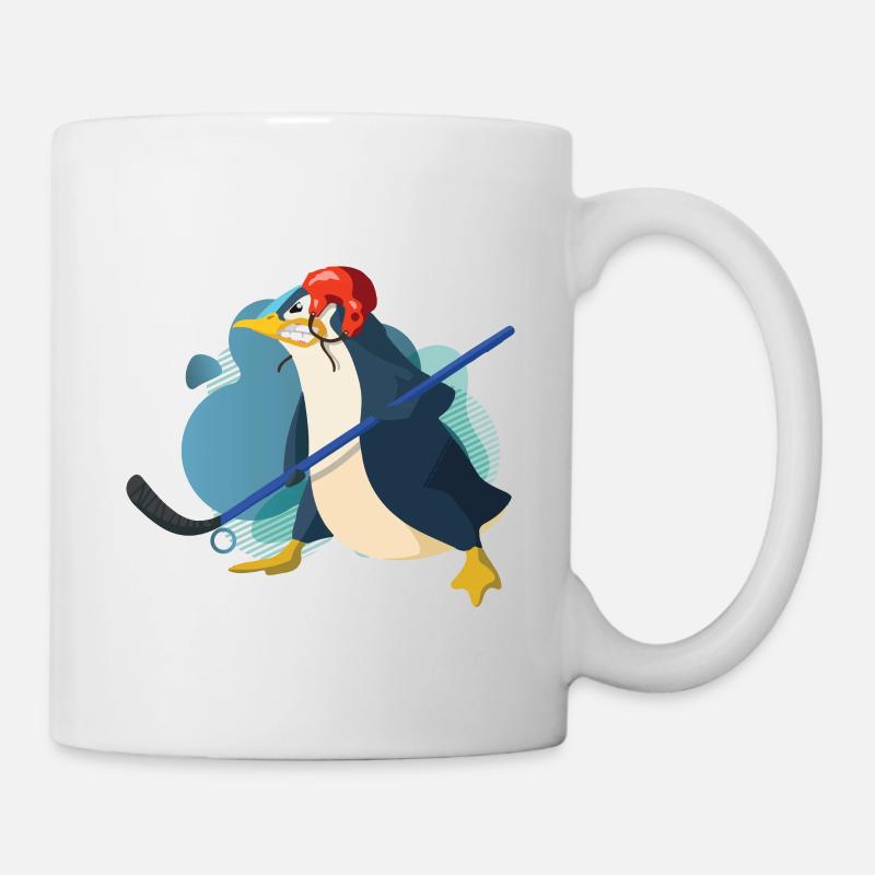cool pingouin de hockey drôle - Mug blanc - blanc