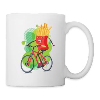 lustiges Fahrrad Pommes tshirt - Tasse - Weiß - Rechts