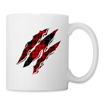 Schottenmuster unter dem gerissen T-Shirt - Tasse - Weiß - Rechts
