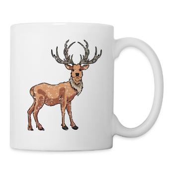 Hirsch in Retro Vintage Style - Tasse - Weiß - Rechts