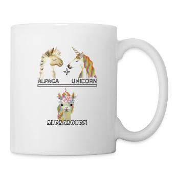 Alpaka - buntes Alpacorn Einhorn Geschenk - Tasse - Weiß - Rechts