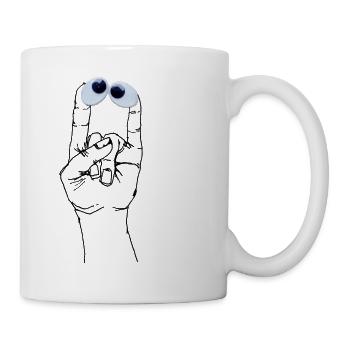 Mr Finger - the crazy squinting hand monster - Mug - white - Right