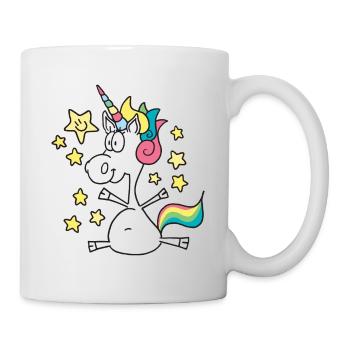 Einhorn niedlich Unicorn Glitzer Feenstaub - Tasse - Weiß - Rechts