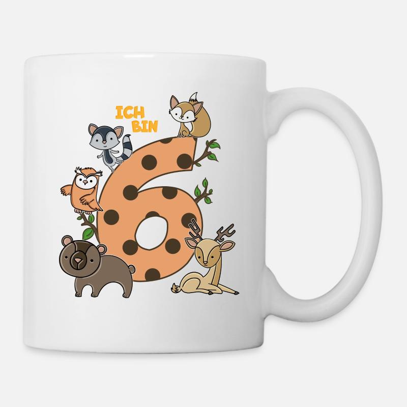 Geburtstagsshirt 6 Jahre Junge Mädchen Fuchs Bär - Tasse - Weiß