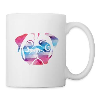T-shirt à motif de carlin, tête de cyclomoteur de couleur géométrique - Mug blanc - blanc - Droite