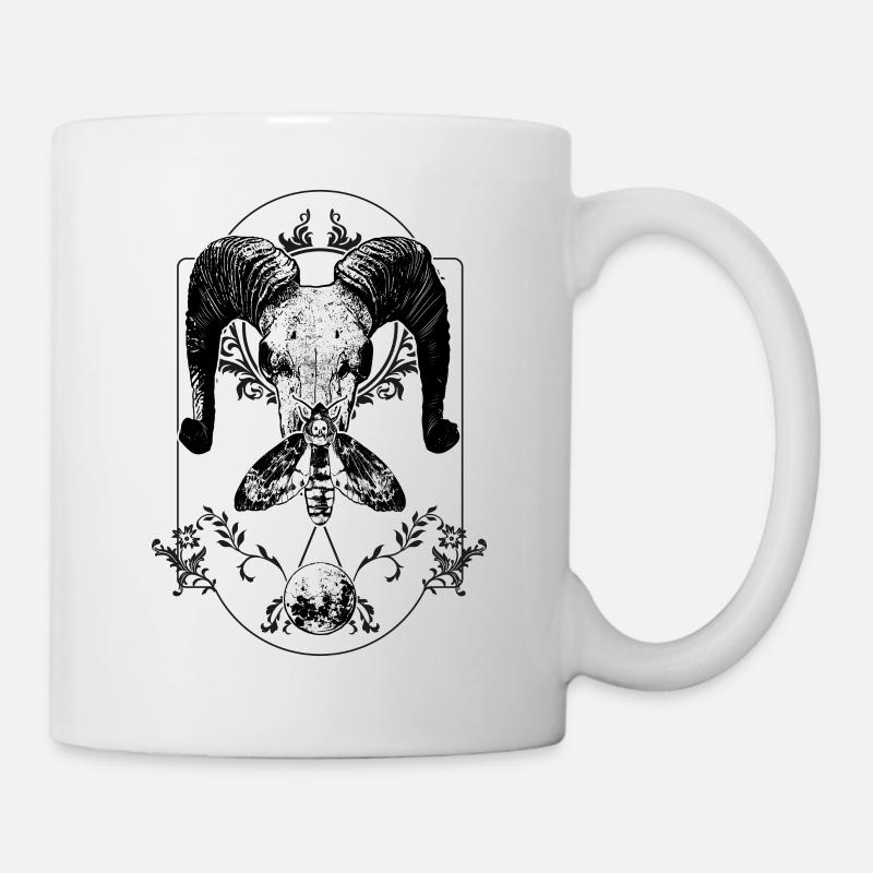 Tierschädel Gothik Bulle Hörner Knochen Motte - Tasse - Weiß