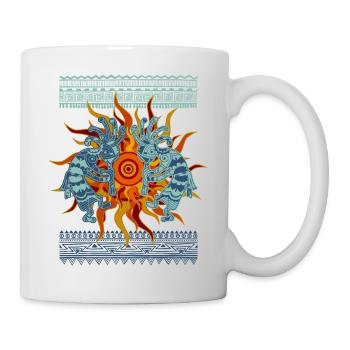 Native American Kokopelli Musicans - Sun Border 1 - Tasse - Weiß - Rechts