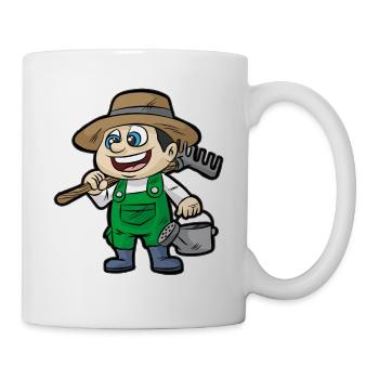 Gärtner Flortist Garten Gießkanne Rechen Geschenk - Tasse - Weiß - Rechts