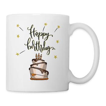 happy birthday kuchen torte geschenk gratulation - Tasse - Weiß - Rechts