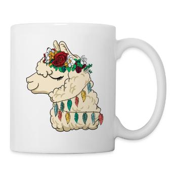 wunderschöne Lama Blumen Prinzessin - Alpaka Queen - Tasse - Weiß - Rechts