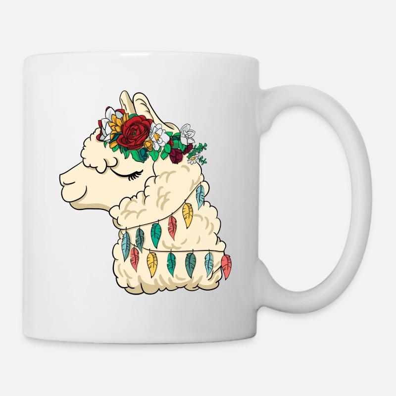 wunderschöne Lama Blumen Prinzessin - Alpaka Queen - Tasse - Weiß
