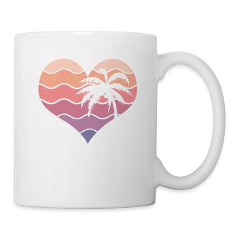 Surfer Palme Wellen Herz Logo - Tasse - Weiß - Rechts