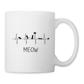 Meow Katze Herzschlag - Tasse - Weiß - Rechts