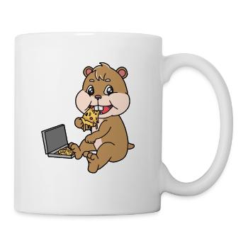 Hamster mit Hunger auf Pizza Fantasy Tiere - Tasse - Weiß - Rechts