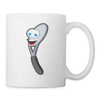 Tennis racket cartoon face funny gift - Mug - white - Right