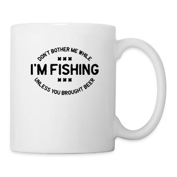 angeln, Fisch, Fliegenfischen, Angel, Bier - Tasse - Weiß - Rechts