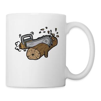 Scie à chaîne forêt bois scie forestier forestier forestier - Mug blanc - blanc - Droite