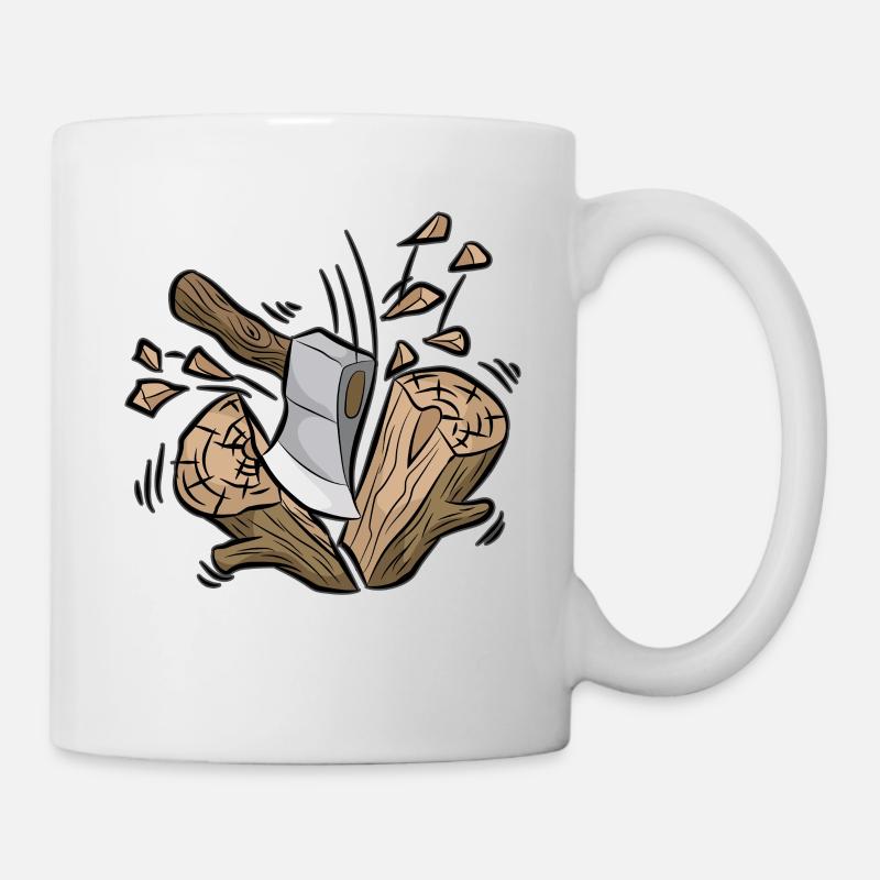 Bûcheron hache et bois forestier forestier forêt - Mug blanc - blanc