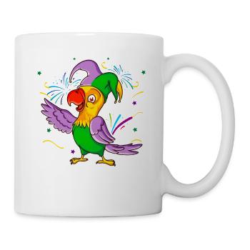 Karneval Fasching Mardi Gras Papagei Geschenk - Tasse - Weiß - Rechts