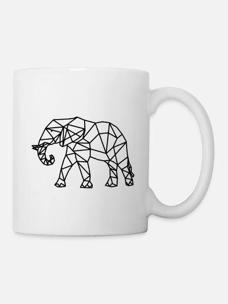 Elefant geometrisch Geometrie Tiere - Tasse - Weiß