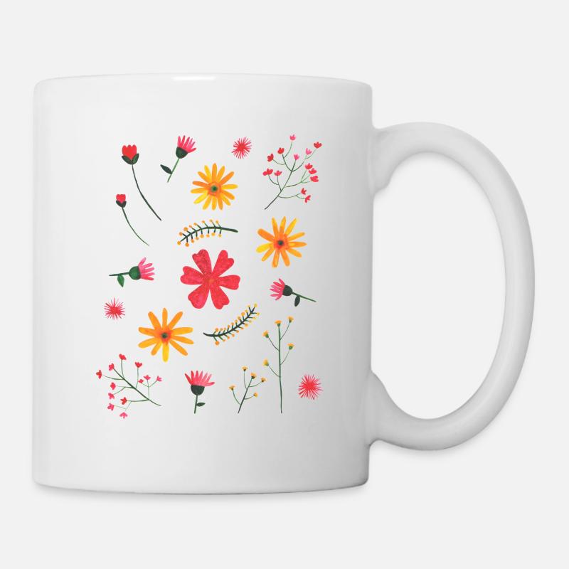 Blumen Muster - Tasse - Weiß