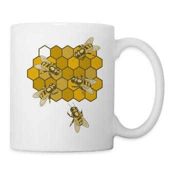 Abeilles sur nid d'abeille - Mug blanc - blanc - Droite