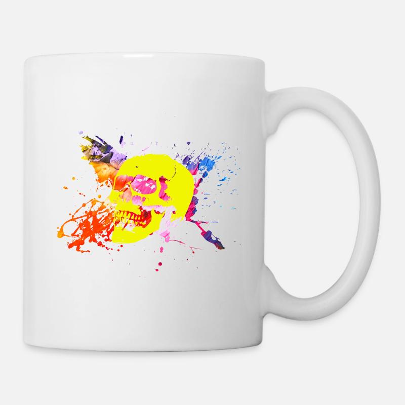 Schädel Splash Neon Farben - Tasse - Weiß