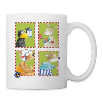 Der kleine Rabe Socke mit Freunden Kachel - Tasse - Weiß - Rechts