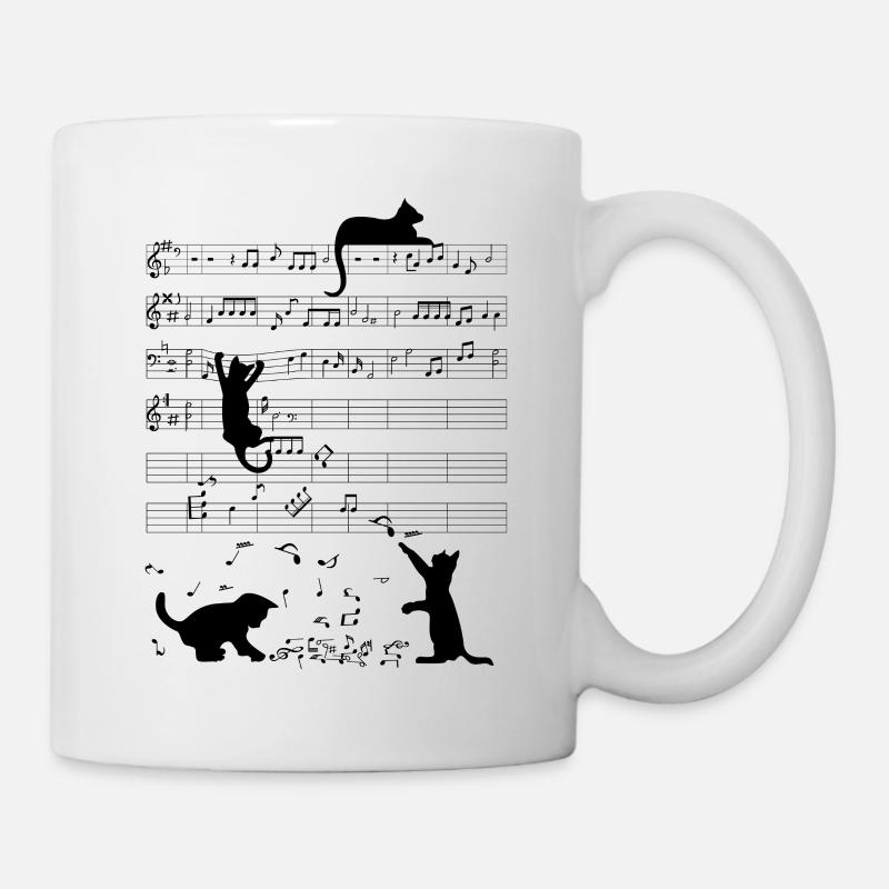 Musical cat kitten music clef - Mug - white