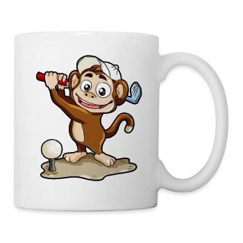 Golf spielendes Äffchen Affe Golfer Minigolf Comic - Tasse - Weiß - Rechts