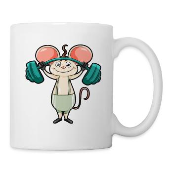 Mouse the weights Lifts weight training bench press child - Mug - white - Right
