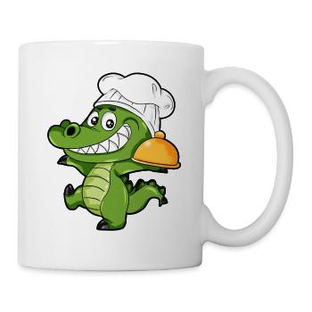 kochendes Krokodil Chefkoch Kellner Koch Geschenk - Tasse - Weiß - Rechts