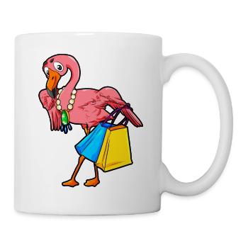 Shopping Flamingo Einkaufen Cartoon Comic Style - Mug - white - Right