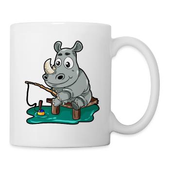 angelndes Nashorn Rino Angler Angeln Geschenk - Tasse - Weiß - Rechts